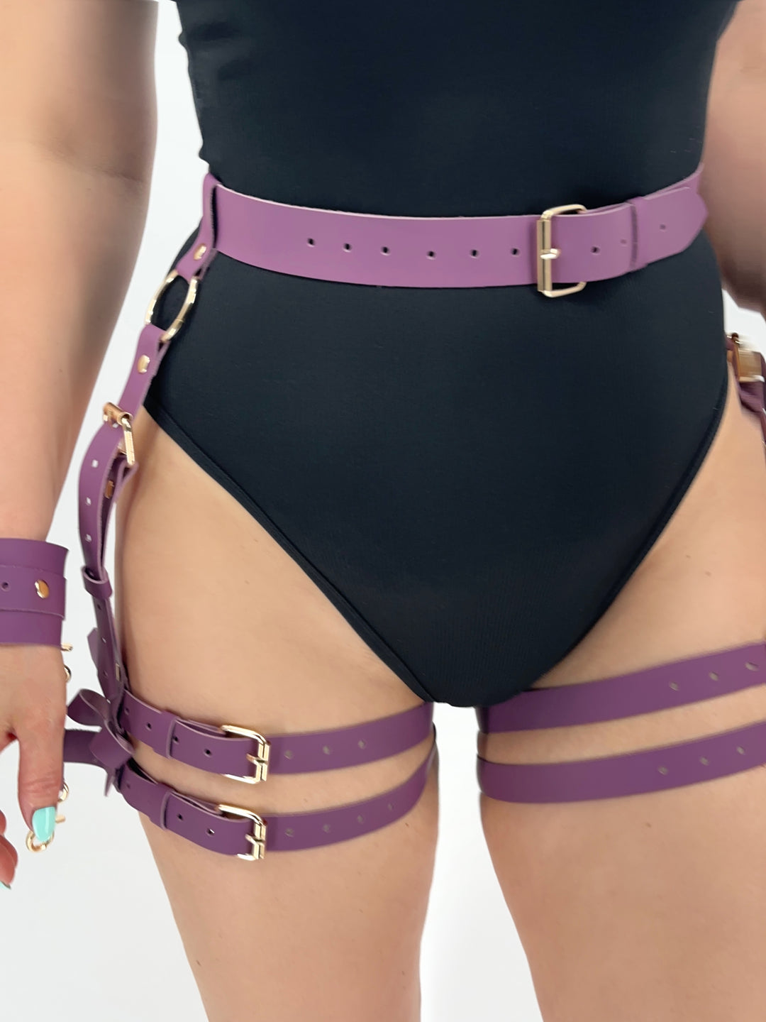 Premium Leather Garters with Handcuffs