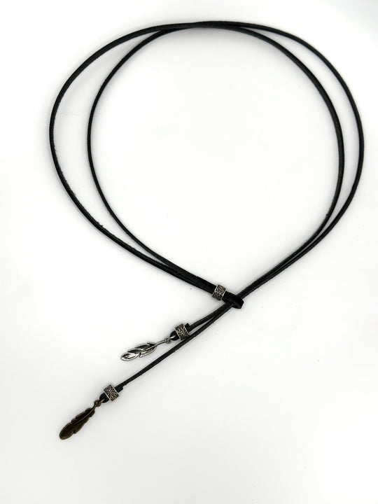 leather necklace for women "feathers Tobacco"