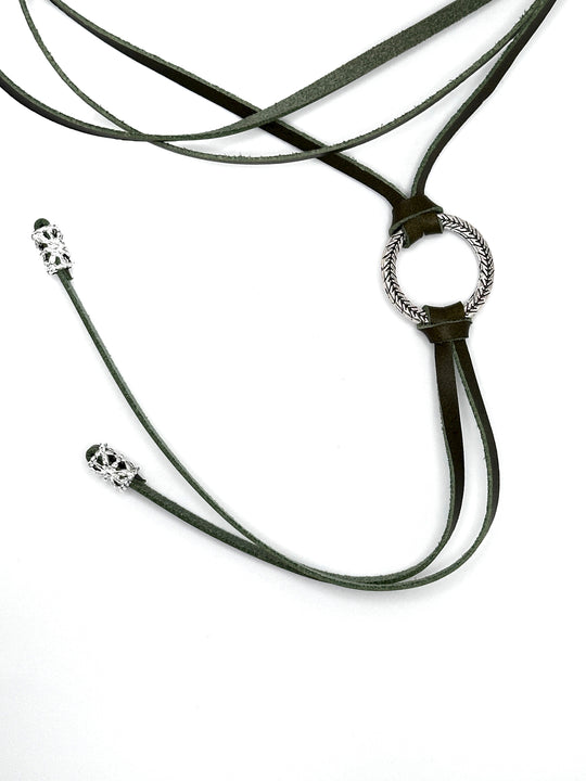 leather necklace for women "ring"