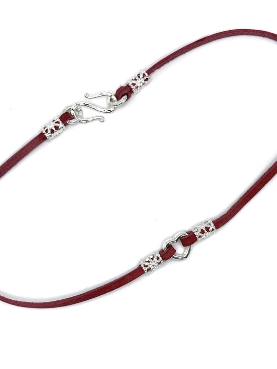 leather necklace for women "heart"