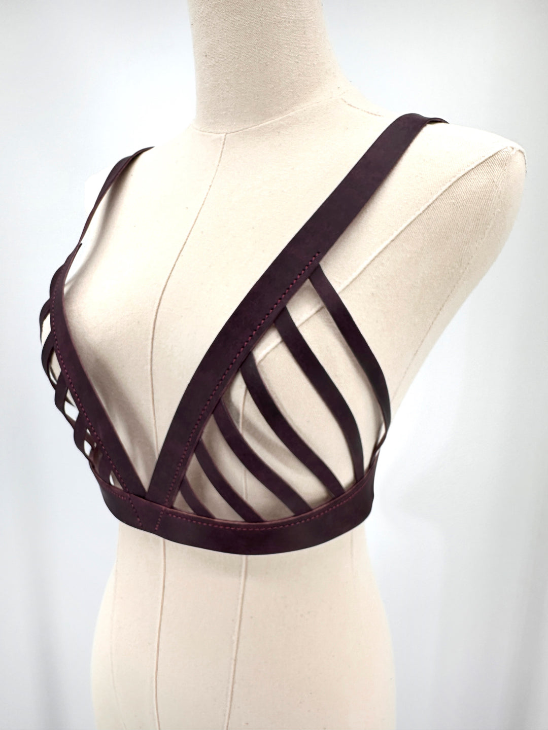 Premium leather harness "Bra lattice"