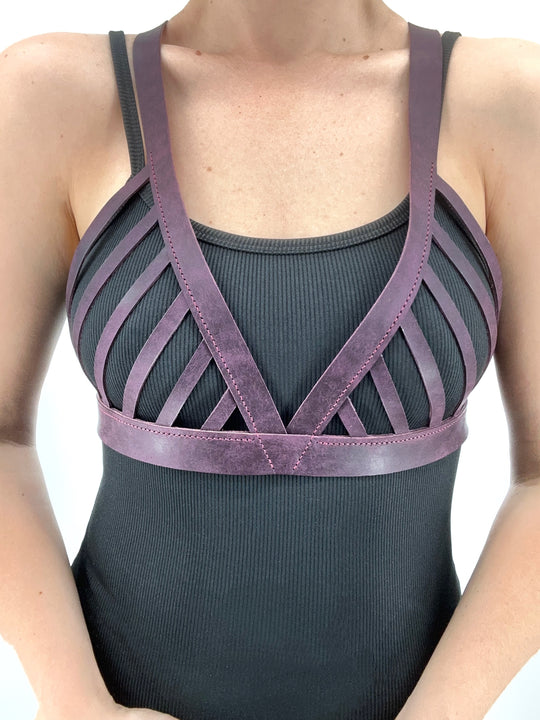 Premium leather harness "Bra lattice"